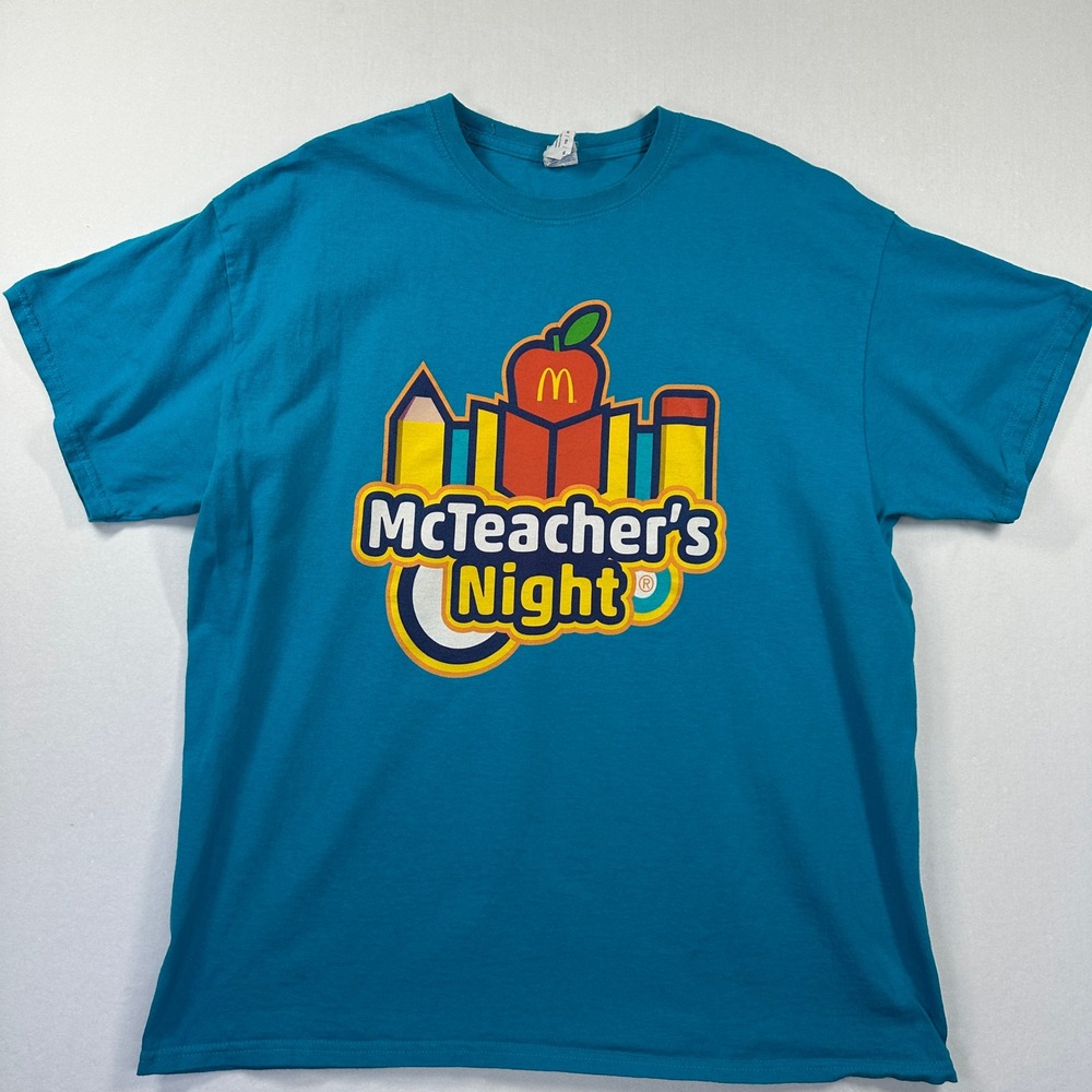 Vintage 90s McDonald's McTeacher's Night T-Shirt Sz XL Teal‎ Graphic Promo Tee
